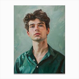 Young Man In Green Shirt Canvas Print