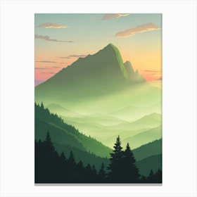 Misty Mountains Vertical Composition In Green Tone 127 Canvas Print