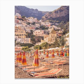 Positano View And Umbrellas Canvas Print