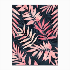 Pink Palm Leaves Seamless Pattern Canvas Print