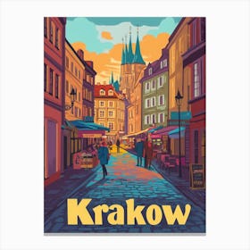 Aihrgdesign A 1970s Inspired Travel Poster For Krakow 1 Canvas Print