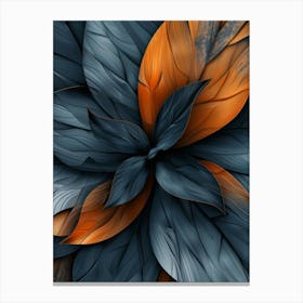 Abstract Blue And Orange Leaves Canvas Print