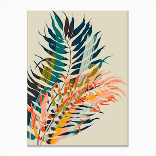 Colorful Palm Leaves Canvas Print