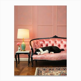 Cat On A Pink Couch Canvas Print