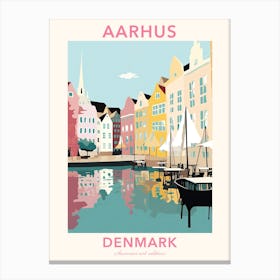 Aarhus, Denmark, Flat Pastels Tones Illustration 2 Poster Canvas Print