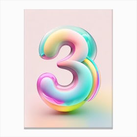 3, Number, Education, Bubble Rainbow 2 Canvas Print