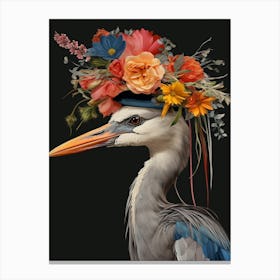 Bird With A Flower Crown Great Blue Heron 7 Canvas Print