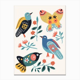Folk Style Bird Painting Bluebird 2 Canvas Print