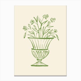 Garden Pot Floral Antique Vase Greco-roman Still Life - Green Canvas Print
