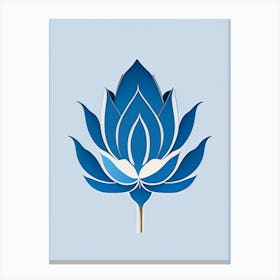 Blue Lotus Retro Minimal 2 Canvas Print