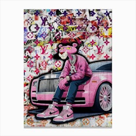 Pop Art Pink Panther Luxury Car Canvas Print