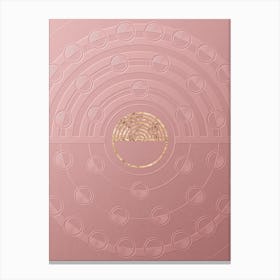 Geometric Gold Glyph on Circle Array in Pink Embossed Paper n.0138 Canvas Print