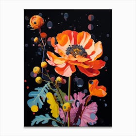 Surreal Florals Portulaca 1 Flower Painting Canvas Print