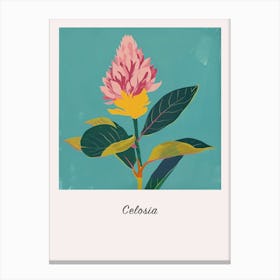 Celosia 2 Square Flower Illustration Poster Canvas Print