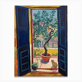 Open Window With Cat Matisse Style Tuscany Italy 1 Canvas Print