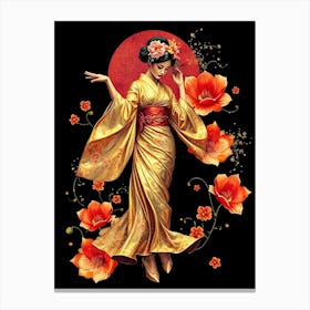 Geisha In Golden Outfit Leinwandbild