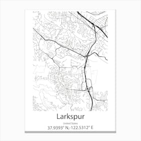 Larkspur,United States Minimalist Map Canvas Print