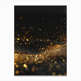 Gold Sparkles On Black Background 4 Canvas Print