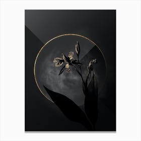 Shadowy Vintage Bandana of the Everglades Botanical in Black and Gold Canvas Print