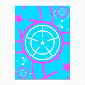 Geometric Glyph in White and Bubblegum Pink and Candy Blue n.0012 Canvas Print