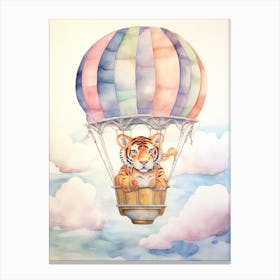 Baby Tiger In A Hot Air Balloon Canvas Print