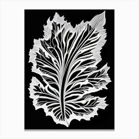 Wild Lettuce Leaf Linocut 3 Canvas Print