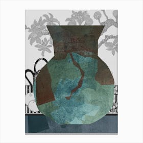 Abstract Still Life With Urn, Teal, Collage No.12923-04 Canvas Print