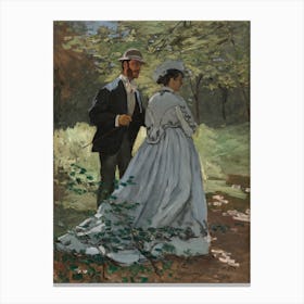 Bazille And Camille (Study For Déjeuner Sur L Herbe), (1865), Claude Monet Canvas Print