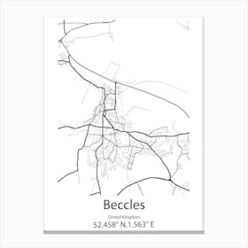 Beccles,United Kingdom Minimalist Map Canvas Print