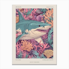 Bigeye Thresher Shark Illustration 1 Poster Canvas Print