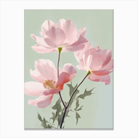 Magnolia Flowers Acrylic Painting In Pastel Colours 2 Canvas Print