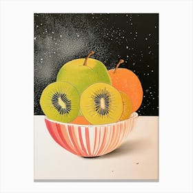 Art Deco Kiwi & Apples Canvas Print
