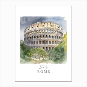 Italy, Rome Storybook 2 Travel Poster Watercolour Canvas Print