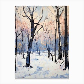 Winter City Park Painting Mount Royal Park Montreal Canada 2 Canvas Print