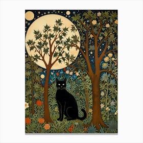 William Morris Black Cat In The Forest 9 Canvas Print