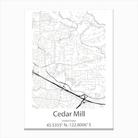 Cedar Mill,United States Minimalist Map Canvas Print