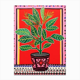 Pink And Red Plant Illustration Zz Plant Zamicro 4 Canvas Print