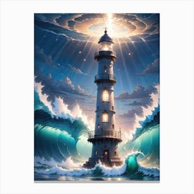 A Lighthouse In The Middle Of The Ocean 36 Canvas Print