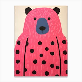 Pink Polka Dot Bear 6 Canvas Print