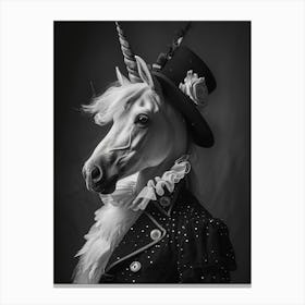 Unicorn In Black And White Canvas Print