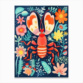 Summer Lobster And Flowers Illustration 1 Canvas Print
