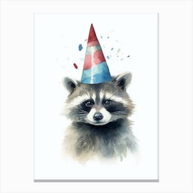 Raccoon With A Party Hat 2 Canvas Print