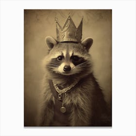 Vintage Portrait Of A Racoon Wearing A Crown Rennaissance 1 Canvas Print