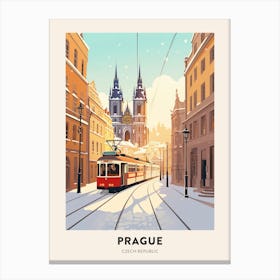 Vintage Winter Travel Poster Prague Czech Republic 3 Canvas Print