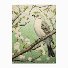 Ohara Koson Inspired Bird Painting Mockingbird 3 Canvas Print