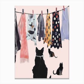 Clothesline With Cats Canvas Print