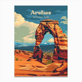 Arches National Park Delicate Arch Art Illustration Canvas Print