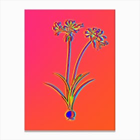 Neon Nerine Botanical in Hot Pink and Electric Blue n.0083 Canvas Print