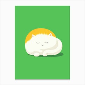 Cat Sleeping On Green Background 1 Canvas Print