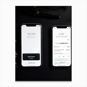 Iphone Invest White Black Communication Mobile Phone Screen Phone Isolated Blank Payment (14) Canvas Print